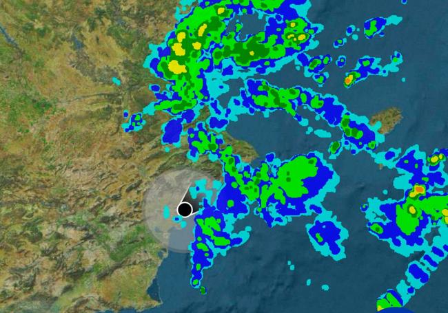 Radar de lluvia a las 18.15 horas.