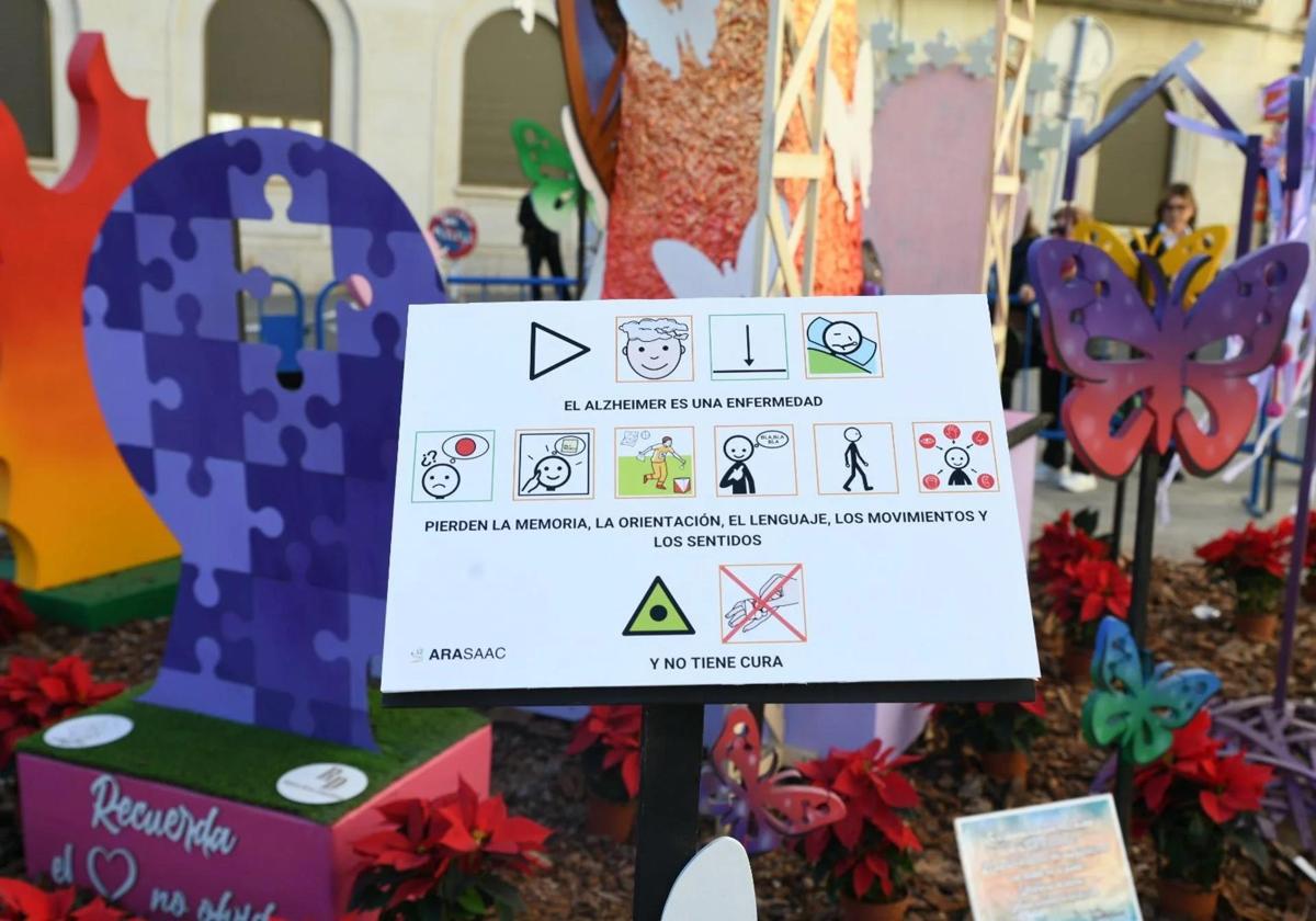 Pictogramas en la hoguera de Navidad de Alicante.