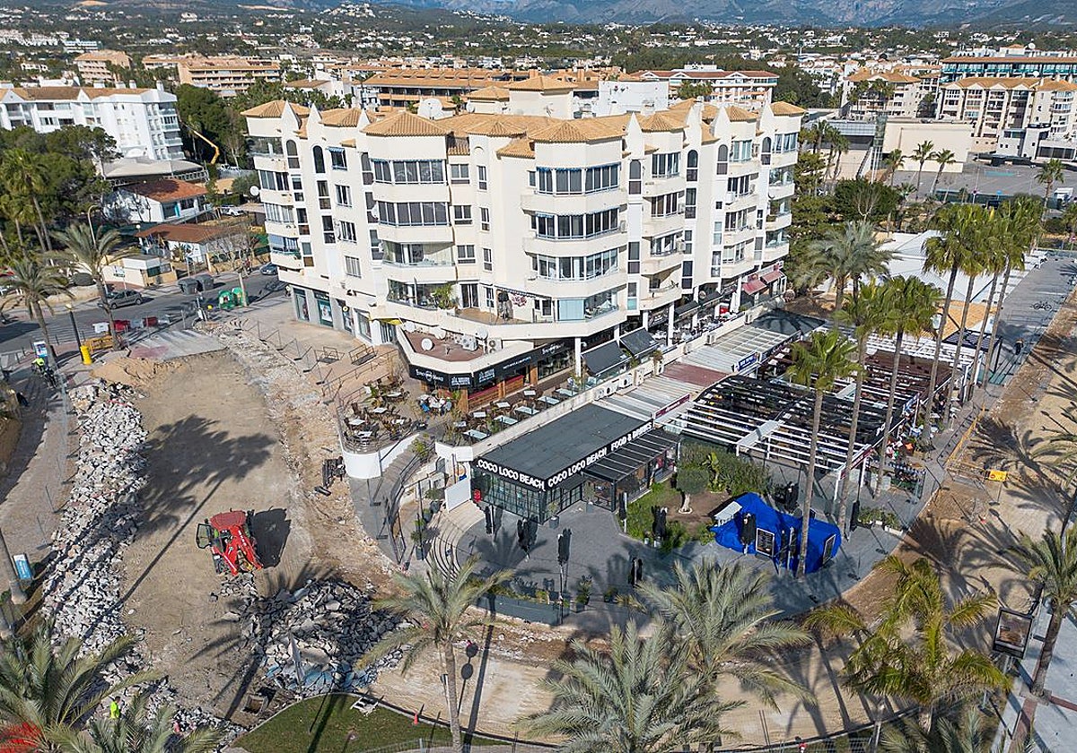 Imagen de las obras ya iniciadas en el Paseo de las Estrellas