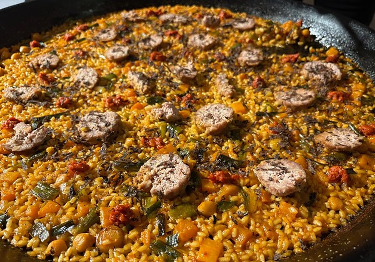 Arroz seco de pelota valenciana trufada, calabaza y sobrasada.