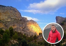 Barranc del Cint de Alcoi junto a una imagen de la víctima.