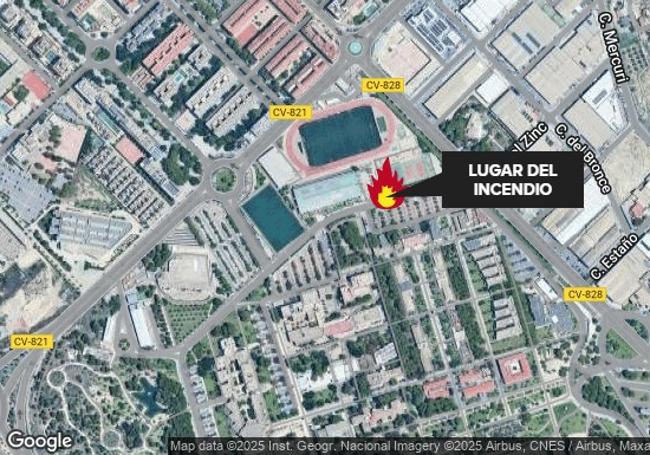 Incendio en el pabellón de deportes de la UA.