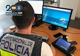 Imagen de uno de los agentes durante la investigación.