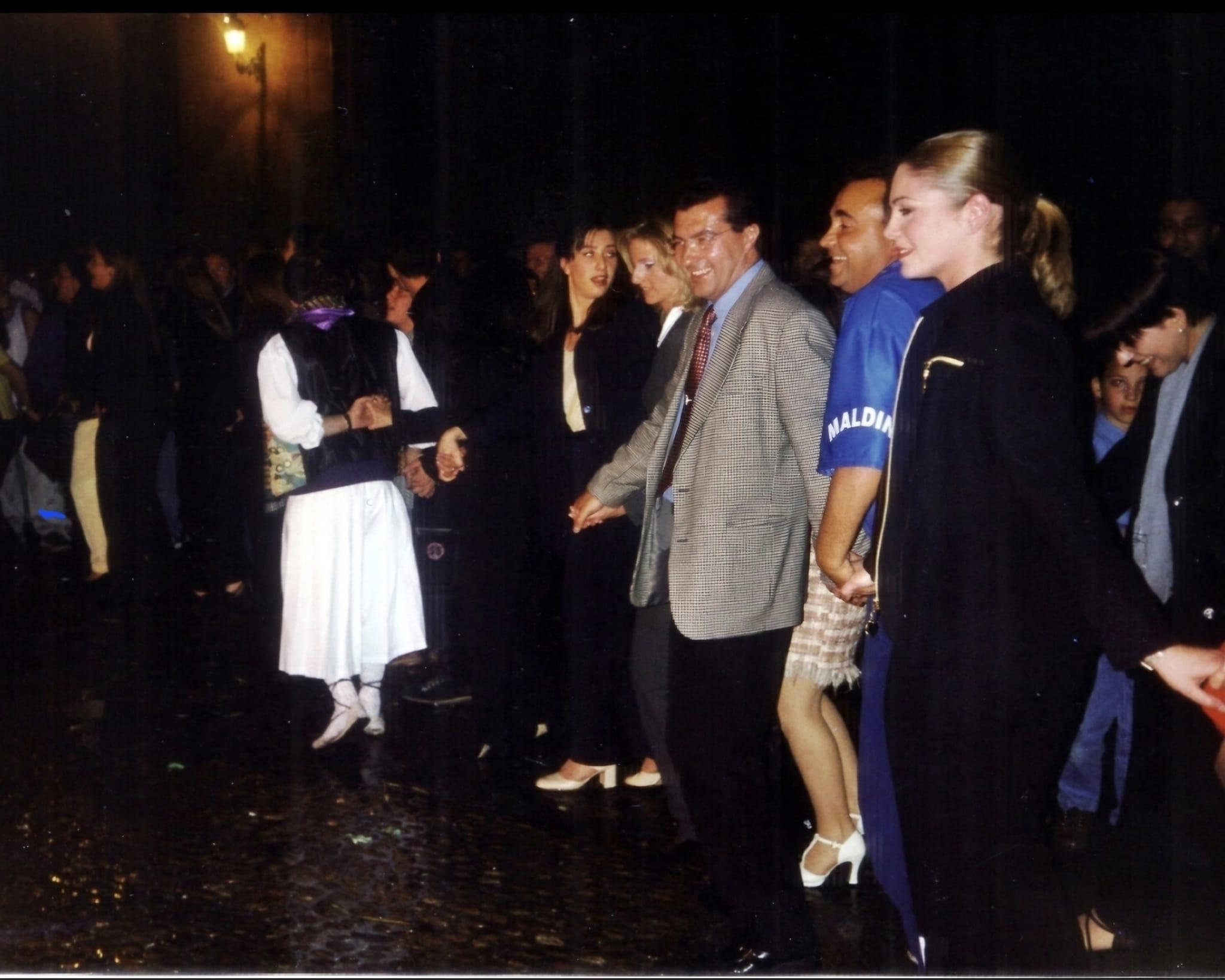 Pedro Luis and Nino after a mascletà at the 1998 Convivencias.