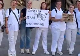Trabajadoras del SAD en una manifestación en octubre de 2024.