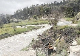 El río Girona durante las lluvias.