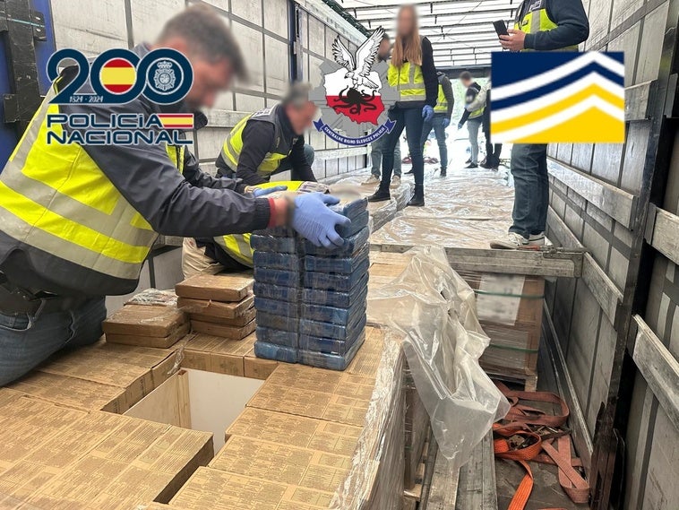 National Police officers in the trucks transporting the drugs.