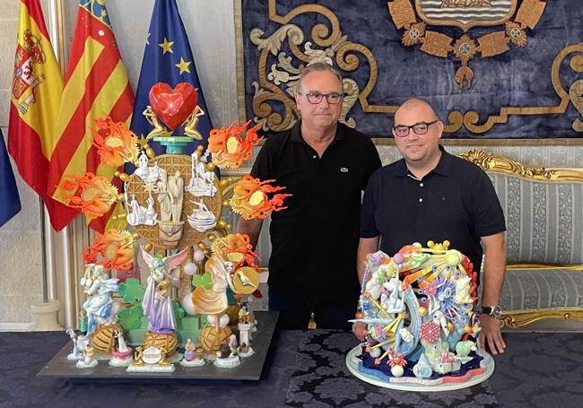 Pedro Espadero and Sergio Gómez with the official bonfires 2025.