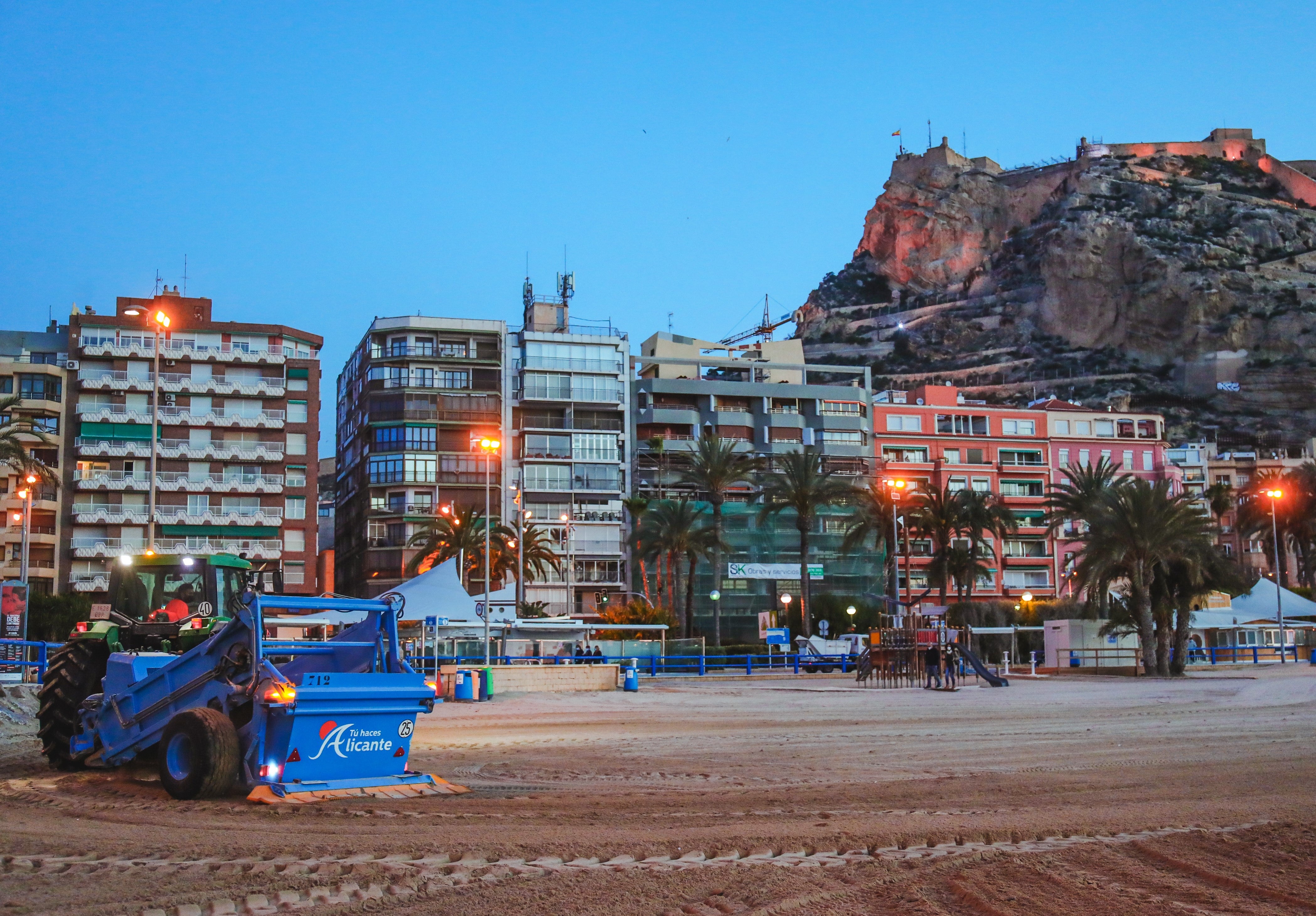 Cleaning machinery on Alicante's beaches.