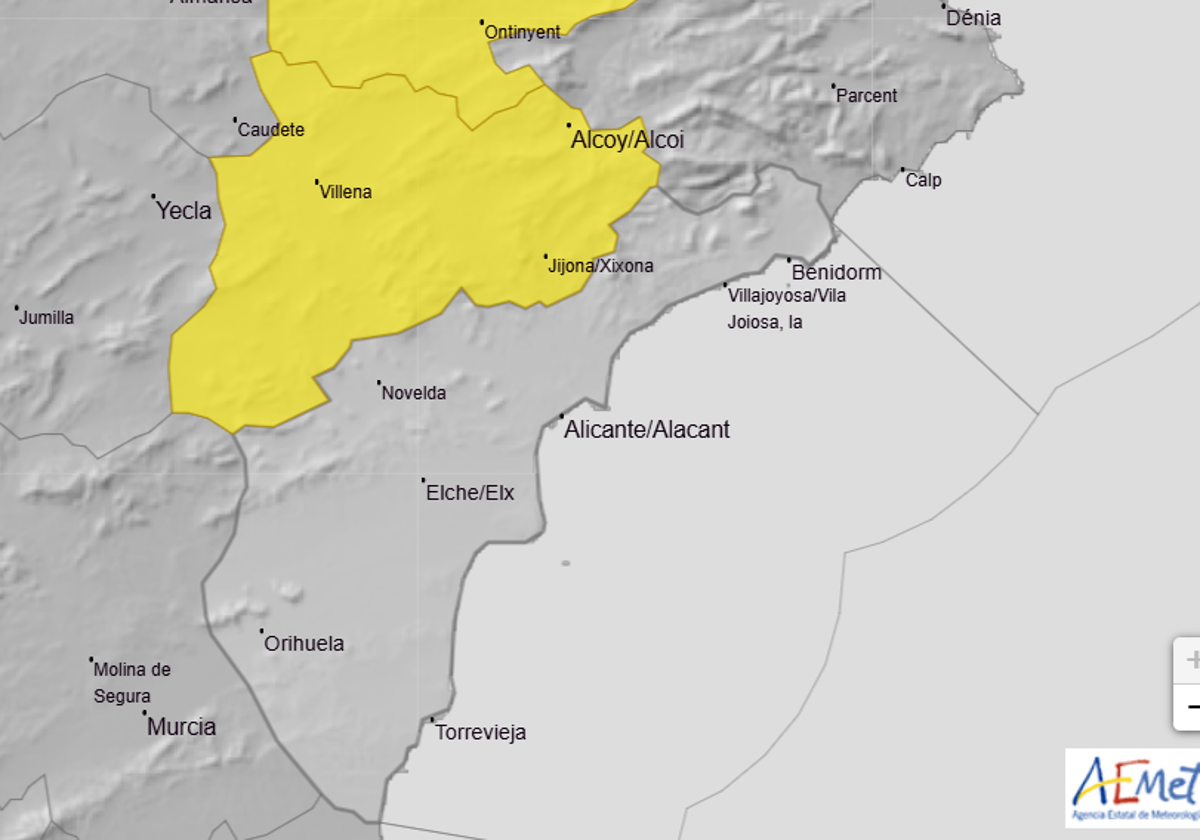 Yellow Alert for Wind in Alicante's Interior