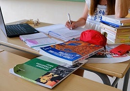 Una alumna en un colegio de Alicante.