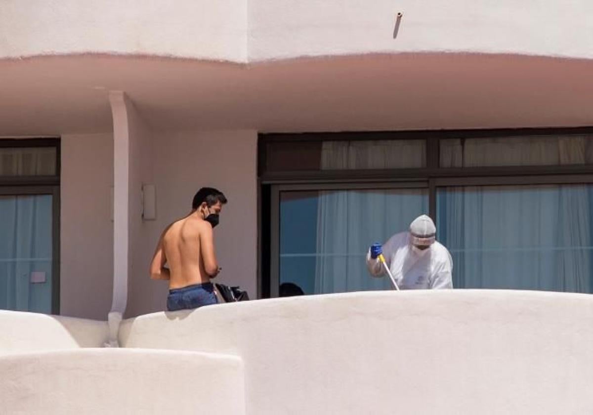 Young people isolated in Palma Hotel due to coronavirus outbreak.