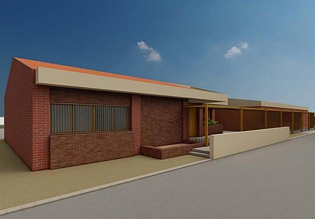 Infografía de la propuesta de la fachada norte de la ampliación del CEIP.