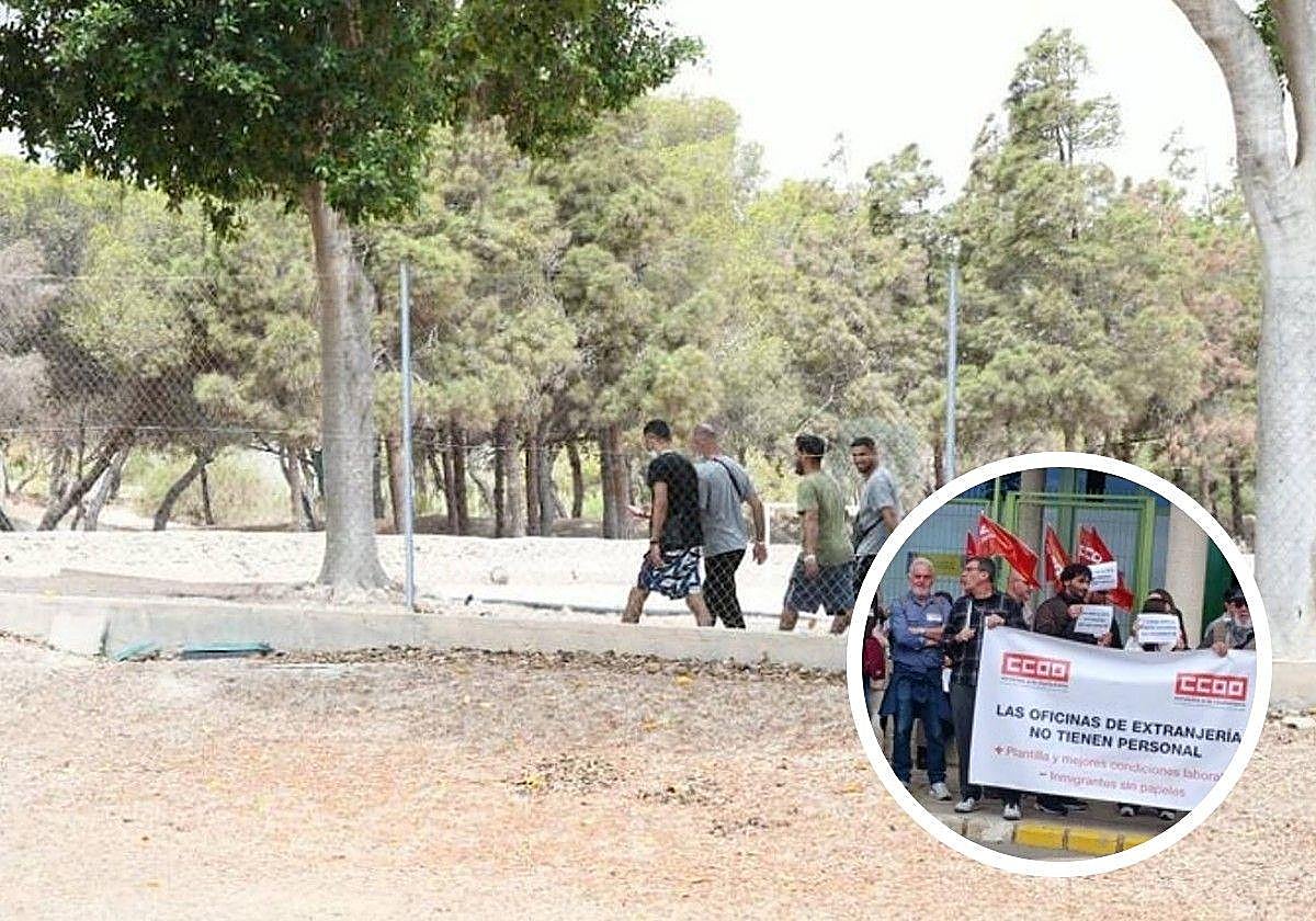 Inmigrantes en un centro de acogida de Alicante/Protesta de los trabajadores de Extranjería en Alicante.
