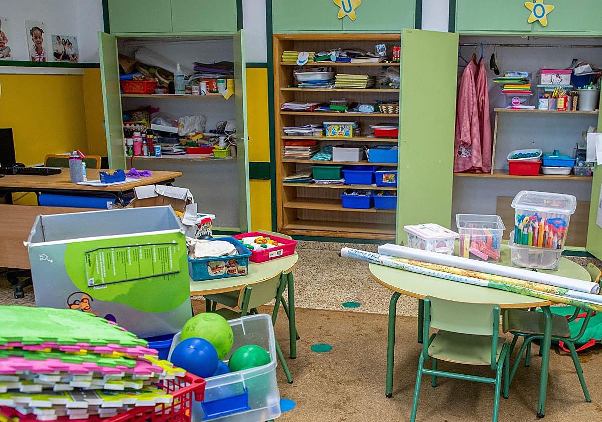 Imágenes de un colegio con las clases suspendidas.