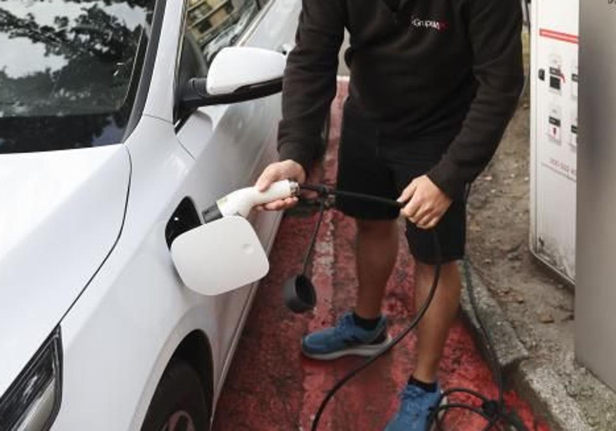 Electric car charging.