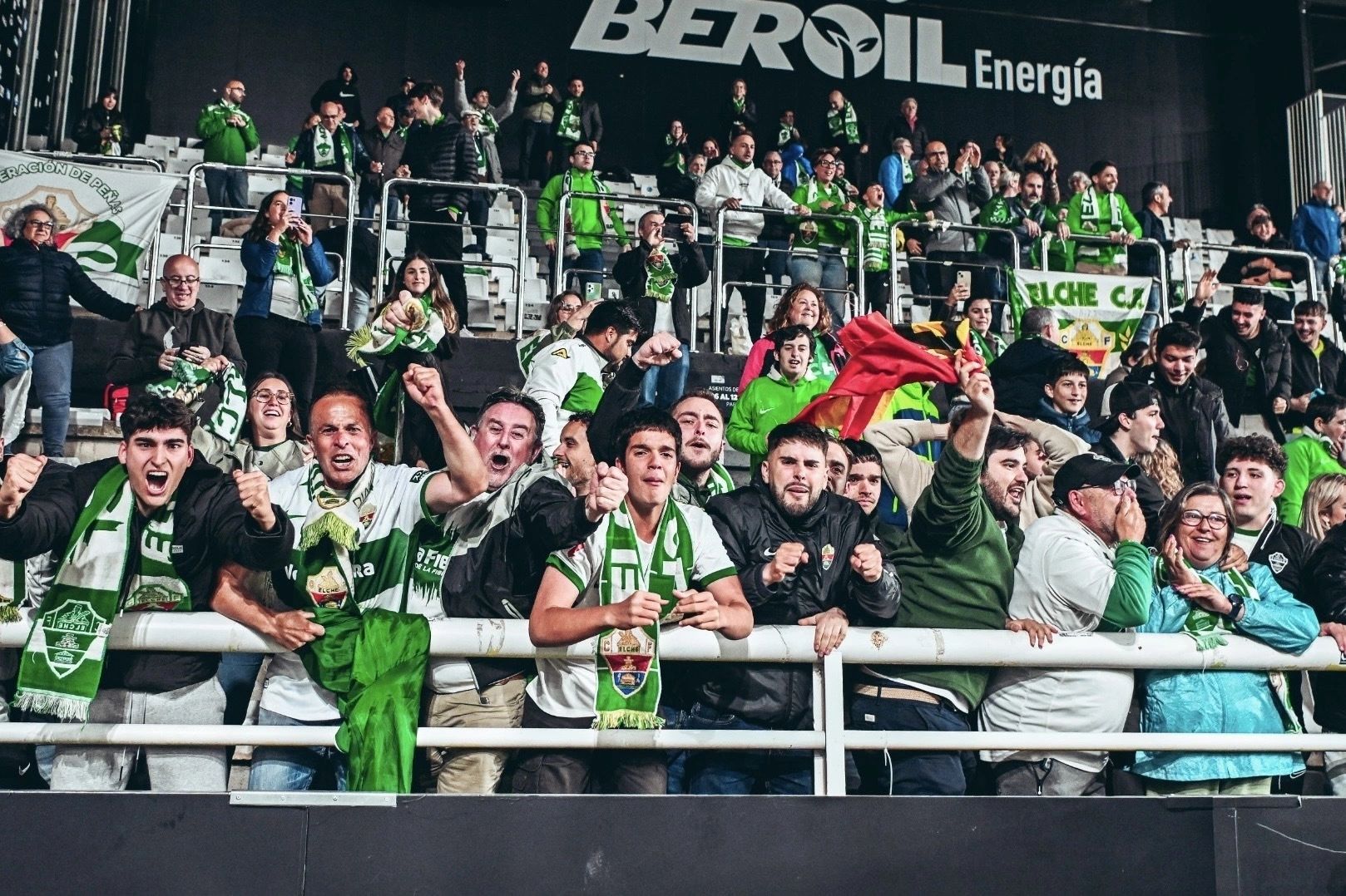 Elche fans during one of the team's away games.