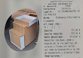 La multa que ha recibido el vecino.