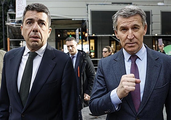Carlos Mazón y Alberto Núñez Feijóo, juntos en una visita a Valencia para reunirse con empresarios.