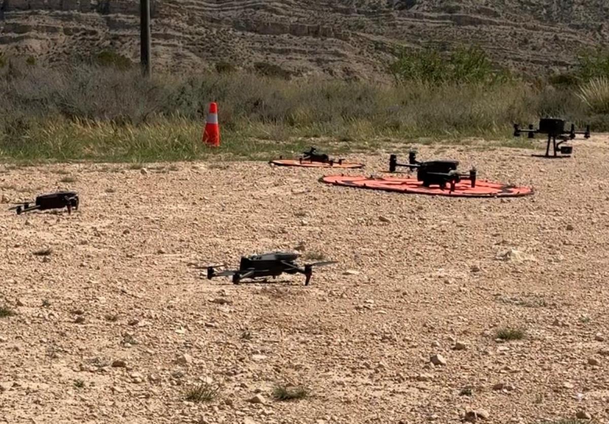Drones durante el simulacro realizado en San Vicente.