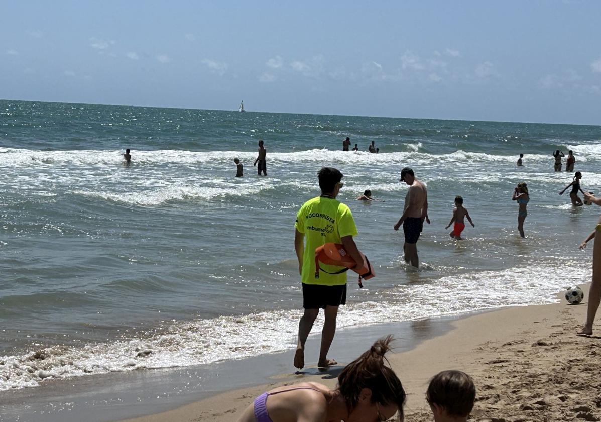 A lifeguard on a beach in Elche.