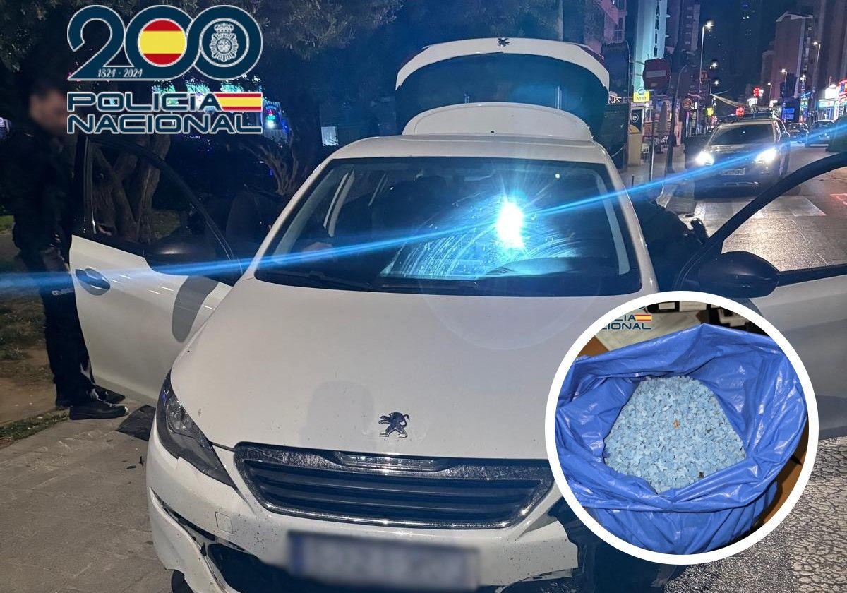 Turismo que emplearon para huir/Bolsa llena de éxtasis.