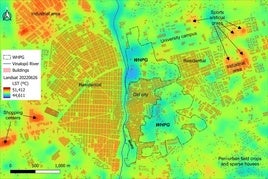Mapa térmico que refleja la importancia del Palmeral en la regulación de la temperatura.