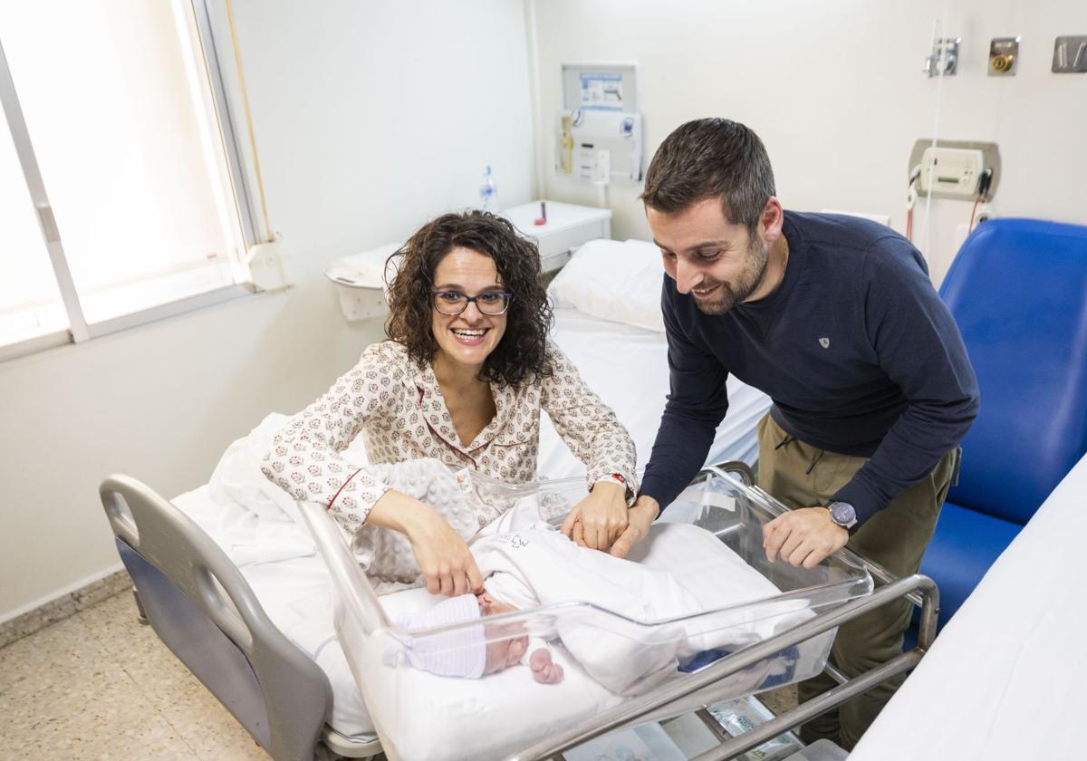 Newborn baby in a hospital.