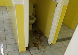 Estado en el que han quedado los baños tras el último acto vandálico.