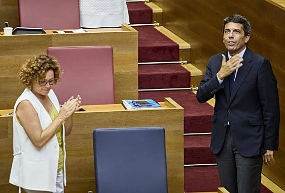 Carlos Mazón, el día en el que fue investido presidente de la Generalitat Valenciana por Les Corts, el 13 de julio de 2023.