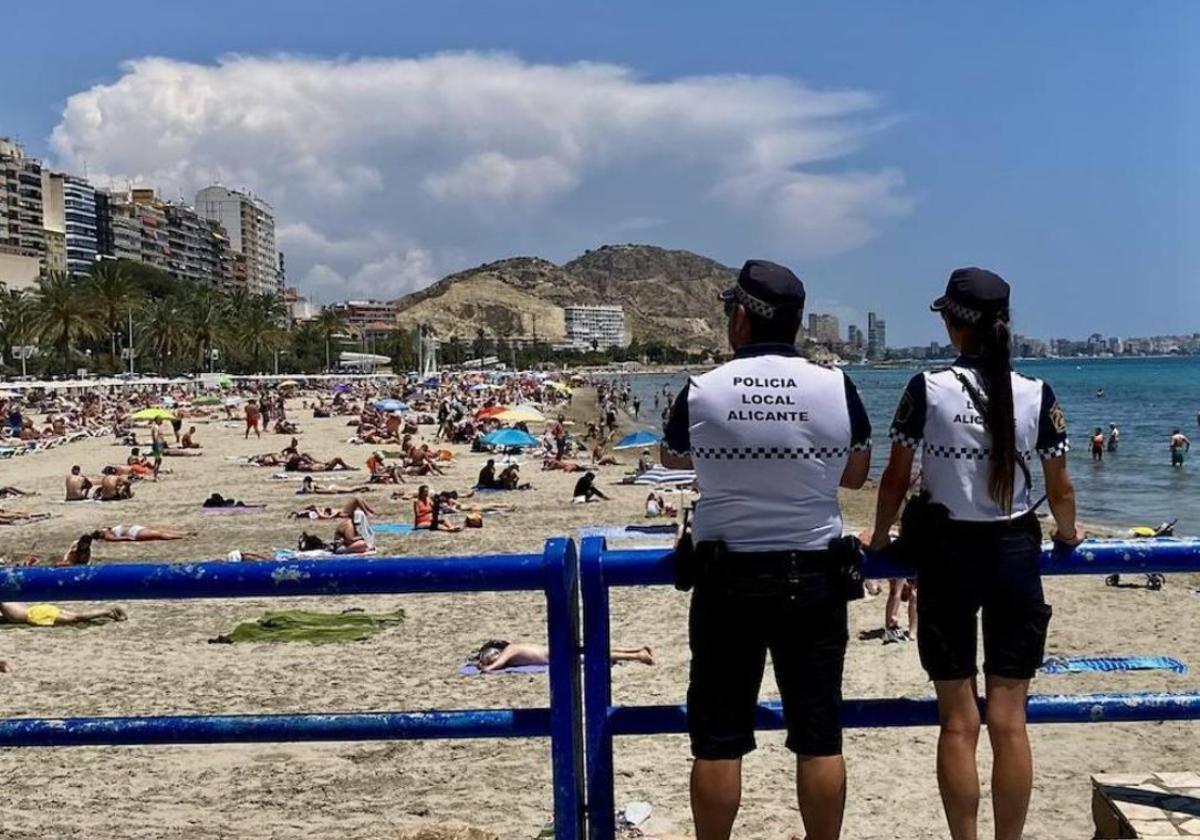Local Police of Alicante at the beach.