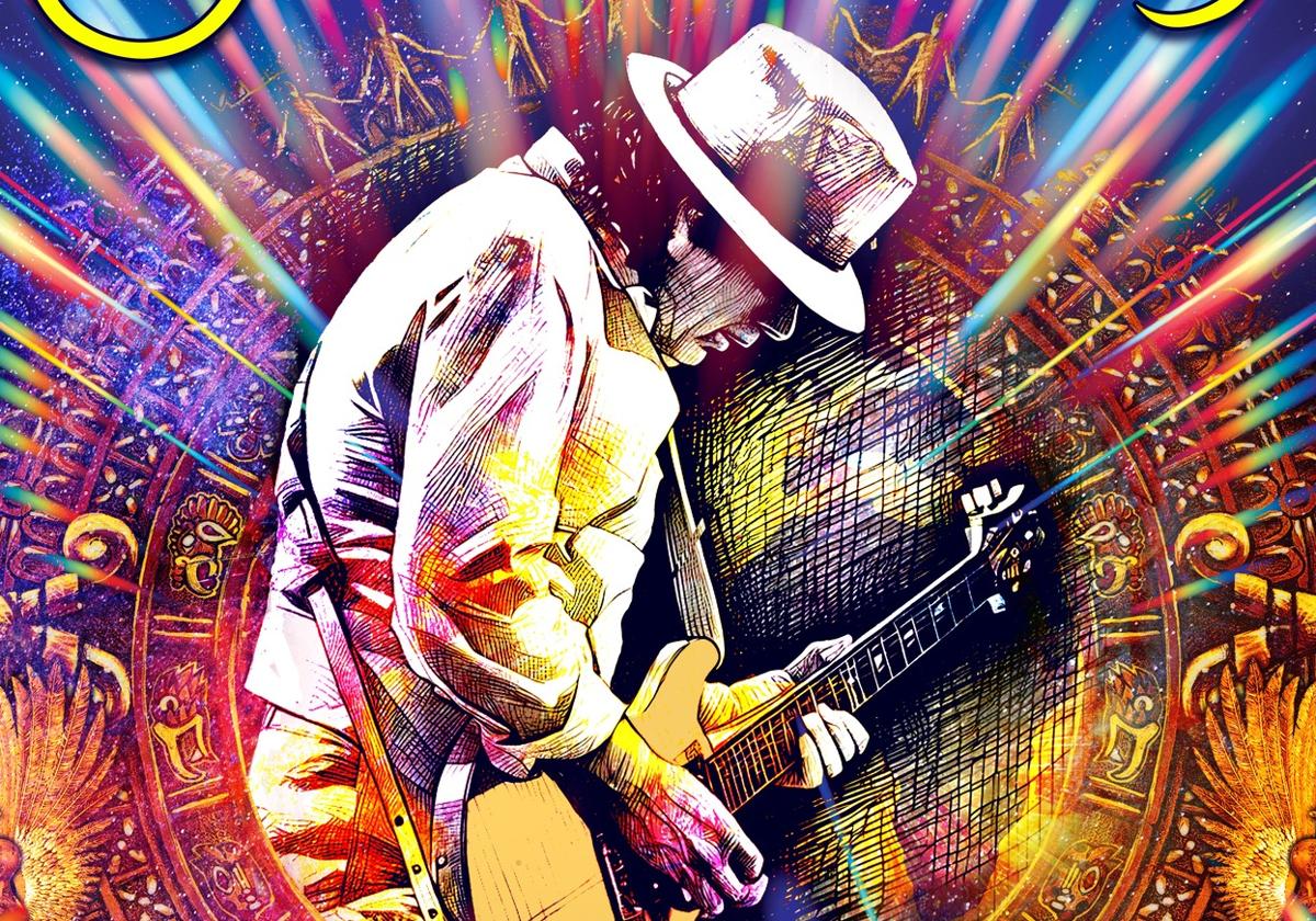 Detalle del cartel promocional de la gira de Carlos Santana.