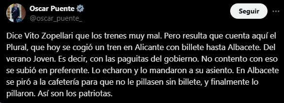 El ministro Óscar Puente sobre el viaje de Vito Quiles.