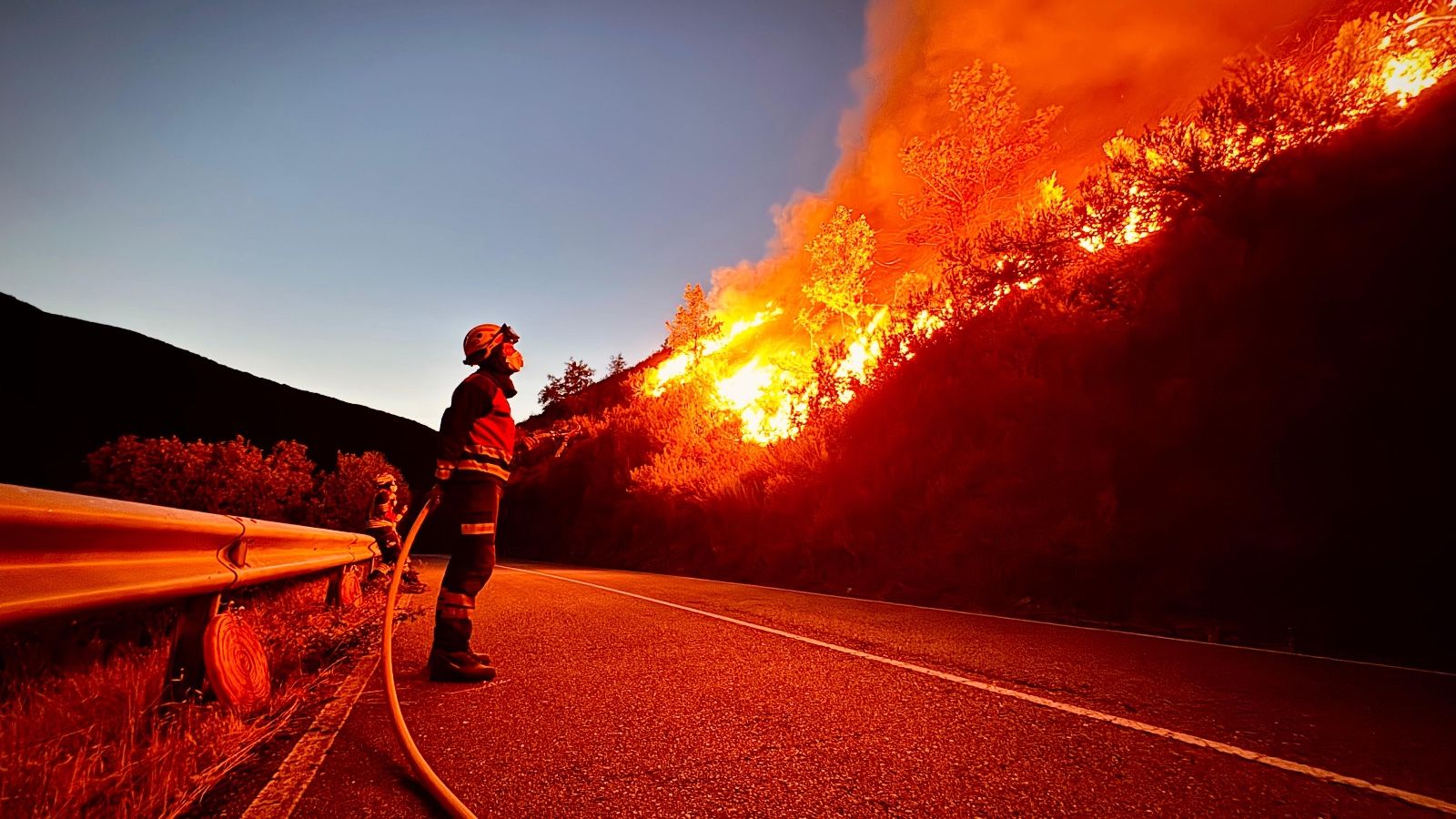 Los bomberos de Alicante luchan noche y día para evitar el avance de los incendios forestales de Castilla y León