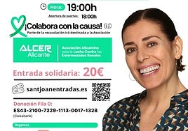 La actriz Neus Sanz junto a información del evento organizado por ALCER.
