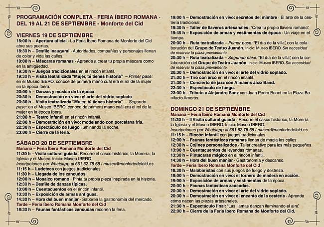 Programación de los tres días de feria.