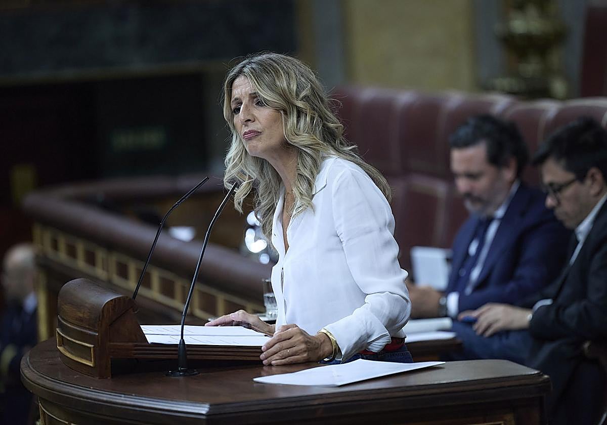 Yolanda Díaz durante la sesión del Congreso en la que se votaba el proyecto de la reducción de jornada.