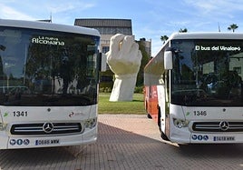 Autobuses de línea en la Univerisidad de Alicante.