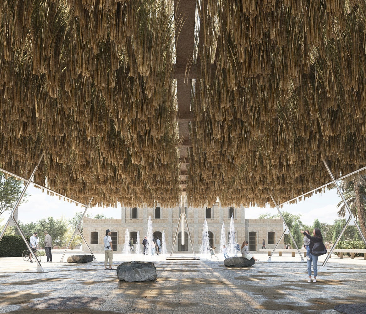 Recreación del pabellón frente a Casa del Mediterráneo.