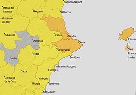 Mapa de alertas en la provincia de Alicante para este jueves.