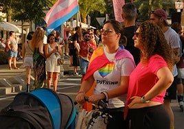 Varias personas en la manifestación del Orgullo 2025 en Alicante.