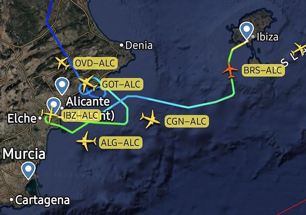 Imagen del espacio aéreo de Alicante, este jueves.
