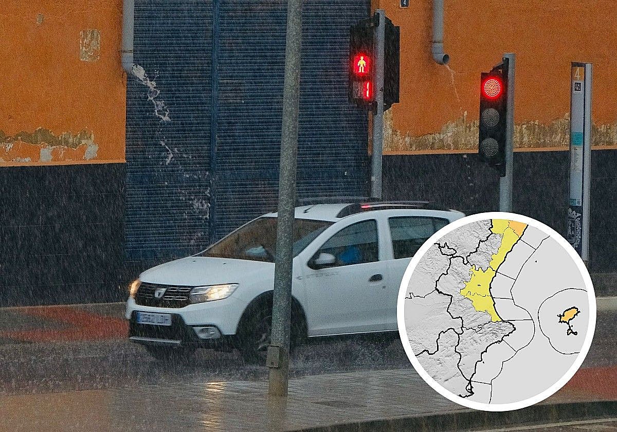 Rain episode in Alicante/Aemet alert map.