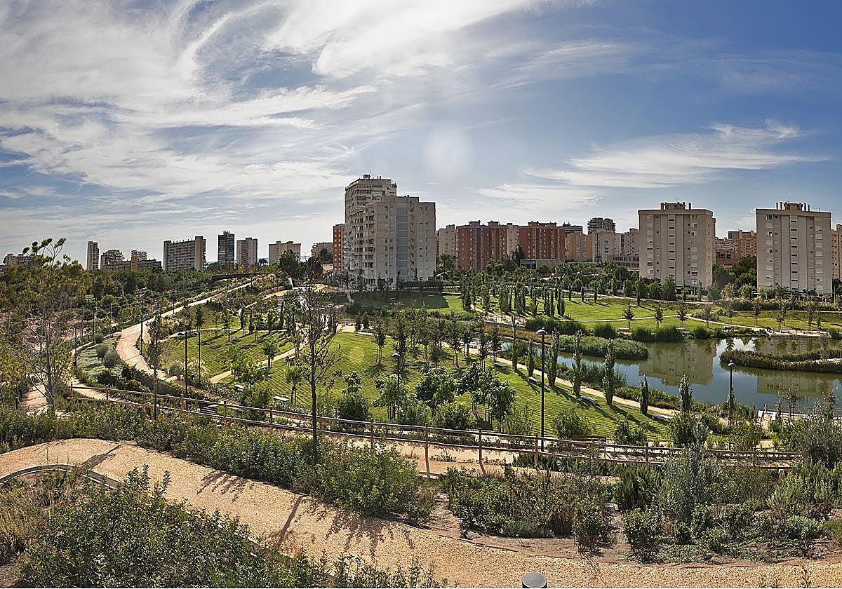 Panorámica del parque inundable de La Marjal de Alicante.