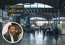 Turistas en el aeropuerto de Alicante-Elche/El director del patronato de Turismo, José Mancebo.