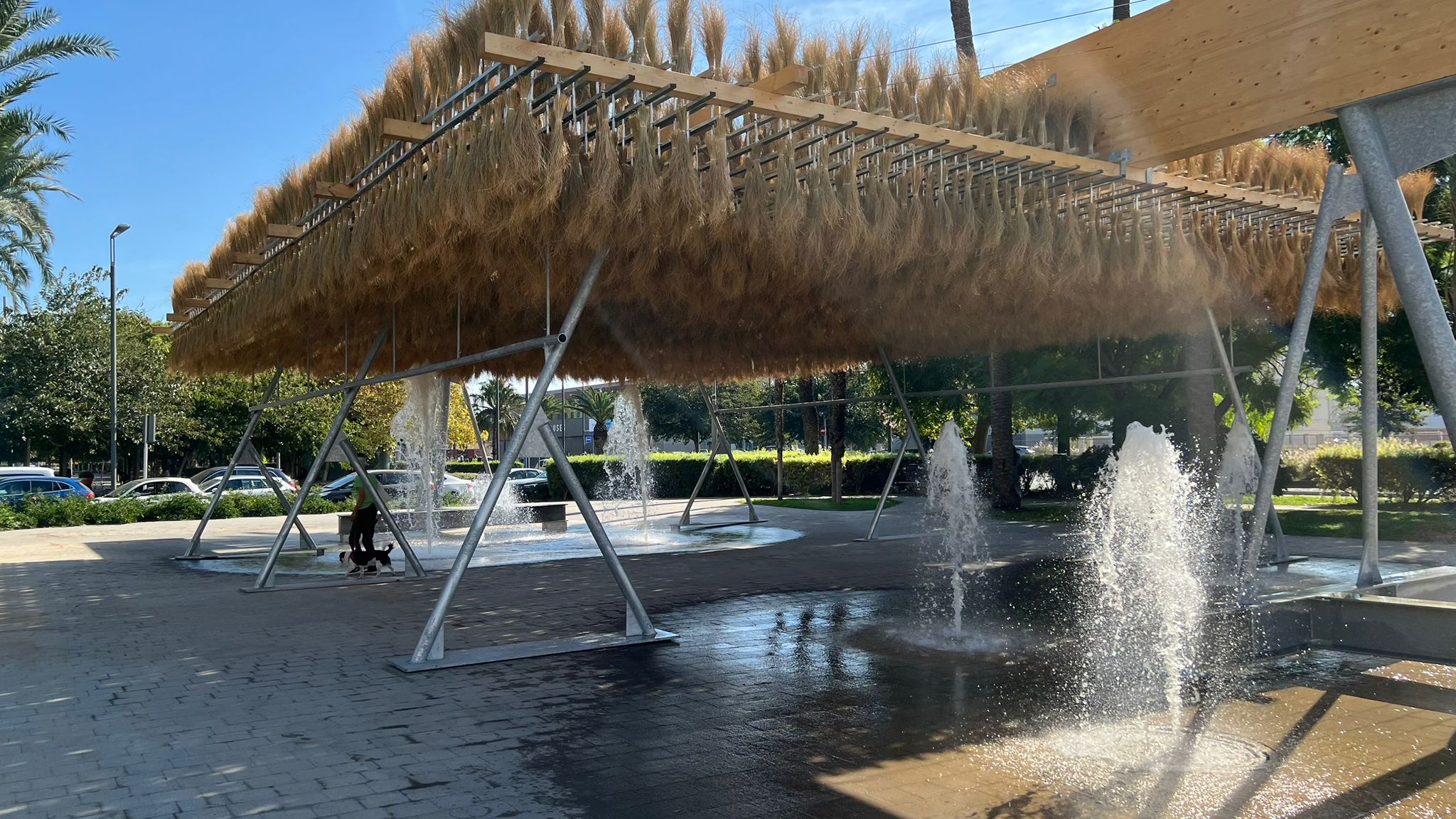 'Espartal' con las fuentes funcionando.