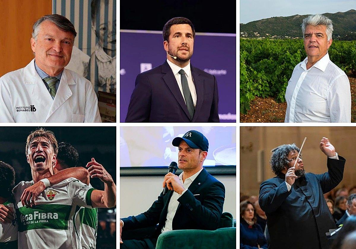 Premiados en 2025, Rafael Bernabeu, la compañía Cox, Bodegas Xaló, Elche CF, Aldo Martínez y Virtuós Mediterrani.