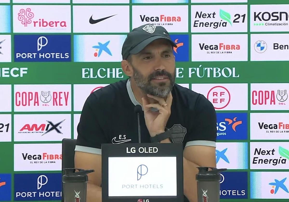 Eder Sarabia, durante la rueda de prensa previa al debut del Elche CF en la Copa del Rey.
