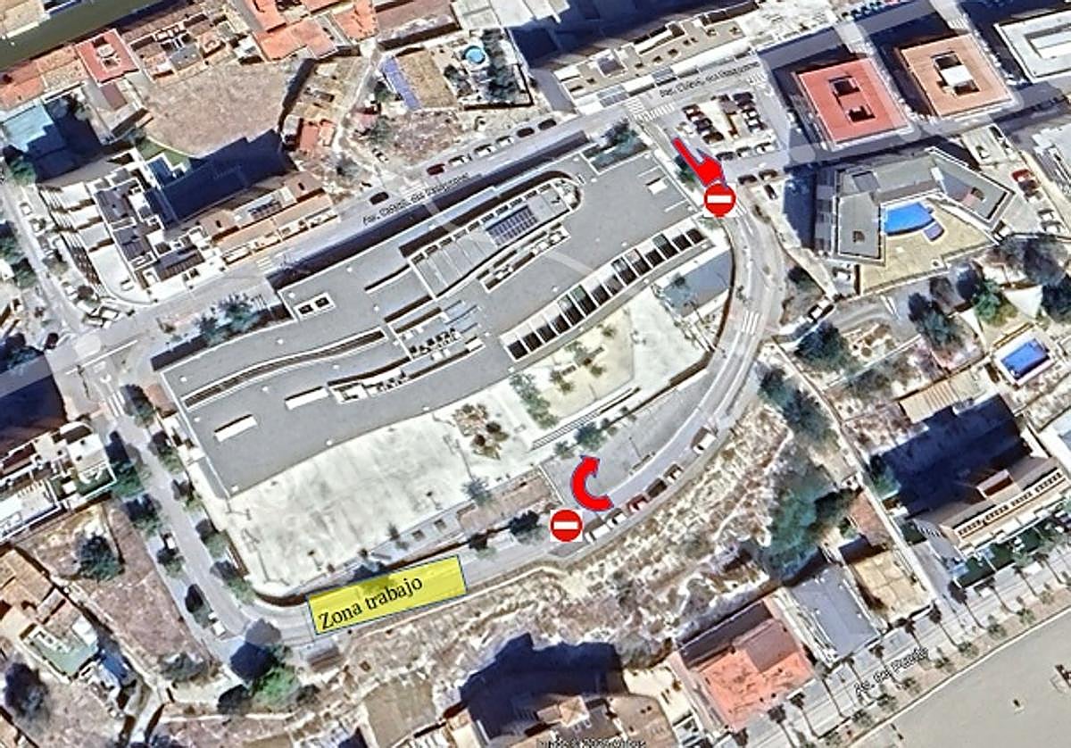 Zona afecada por el corte de tráfico.