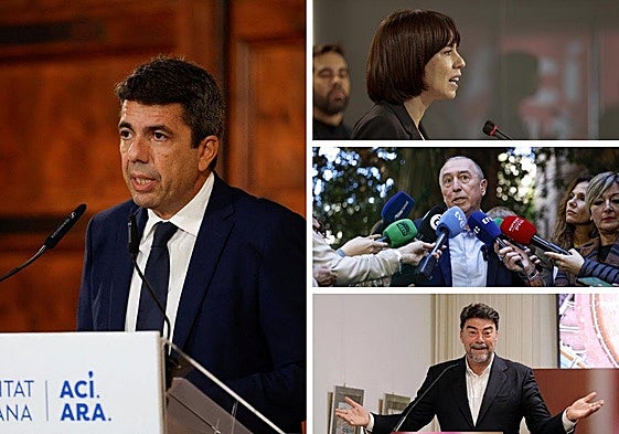 Carlos Mazon (PP), Diana Morant (PSPV), Joan Baldoví (Compromís) y Lusi Barcala (PP)